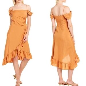 Maje Elegant Orange Off-Shoulder Dress Size 1